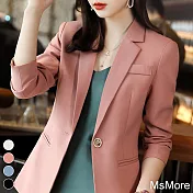 【MsMore】 小西裝外套韓版氣質知性休閒百搭西裝短版外套# 115677 L 粉紅色