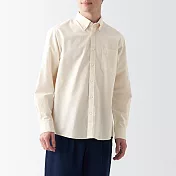 【MUJI 無印良品】男有機棉水洗牛津布扣領長袖襯衫 XXL 原色