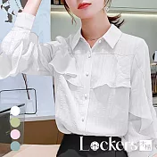 【Lockers 木櫃】春季洋氣荷葉邊襯衫 L112021311 XL 白色XL