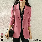 【MsMore】 西裝外套大碼高級感休閒寬鬆長袖西裝外套 # 115694 L 粉紅色