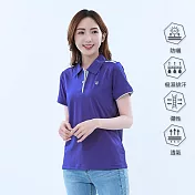 【遊遍天下】MIT台灣製女款抗UV防曬速乾吸濕排汗機能POLO衫(GS1004) L 紫色