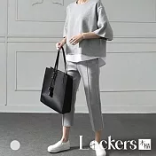 【Lockers 木櫃】春季設計感開叉上衣兩件套套裝 L112030605 L 灰色L