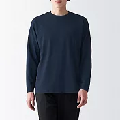 【MUJI 無印良品】男抗UV吸汗速乾聚酯纖維長袖T恤 S 暗藍