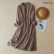 【AMIEE】經典貴氣百搭修身連身洋裝(KDDY-9396) XL 咖格
