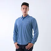【遊遍天下】男款抗UV吸濕排汗機能POLO長衫(GL1037) M 藍灰