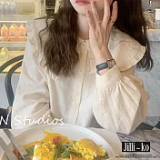 【Jilli~ko】法式復古奶油泡芙花瓣大翻領襯衫 J10155 FREE 杏色