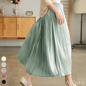【ACheter】 流光紗長裙光澤感網紗設計感A字大擺百搭長裙# 116527 L 綠色