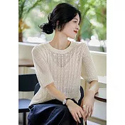【Jilli~ko】時尚氣質微鏤空麻花編織針織衫 J10135  FREE 杏色
