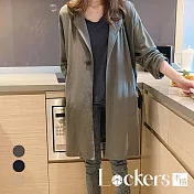 【Lockers 木櫃】春季英倫風寬鬆薄款大衣 L112032010 L 綠色L