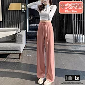 【Jilli~ko】直筒休閒高腰垂感冰絲針織拖地褲 J10126  FREE 粉紅色
