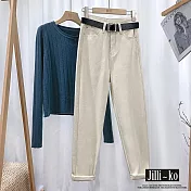 【Jilli~ko】顯瘦高腰寬鬆九分老爹牛仔直筒褲 M-L J10088 M 杏色