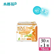 【HIBIS木槿花】貼身透氣草本衛生棉(不只貼身超薄超透氣) 護墊型(16cm/30片)x1包
