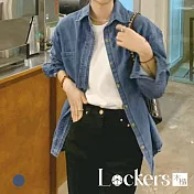 【Lockers 木櫃】春季復古水洗牛仔襯衫 L112032710 L 藍色L