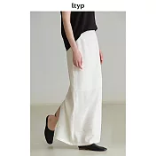 ltyp旅途原品 黑標系列 可水洗皺感乾絲直筒長半裙 M L XL  M 象牙白