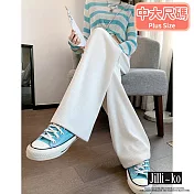 【Jilli~ko】直筒休閒高腰垂感冰絲針織拖地褲 L-XL J10276  XL 米白色