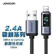 JOYROOM 稜鏡系列 數顯快充線 USB-A to lightning 2.4A 快充 1.2M-黑