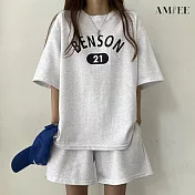 【AMIEE】球衣風休閒運動套裝(KDA-032) 2XL 灰色