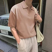 【AMIEE】型男雅痞舒適彈力針織POLO衫(男裝/KDTY-3327) M 卡其