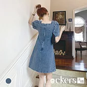 【Lockers 木櫃】春季法式牛仔連衣裙 L112041010 XL 藍色XL
