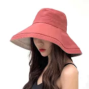 【KISSDIAMOND】大帽檐雙面可摺疊遮陽帽(KD-0867) F 雙面款-銹紅