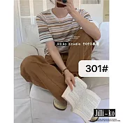 【Jilli~ko】韓系時尚配色氣質條紋針織衫 J10544 FREE 黃色