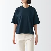 【MUJI 無印良品】女棉混涼感寬版短袖T恤 XS 深藍