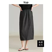 ltyp 旅途原品 黑標系列 100%真絲香雲紗極簡氣球裙 M L-XL L 檀木黑
