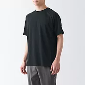 【MUJI 無印良品】男聚酯纖維涼感圓領短袖T恤 M 黑色