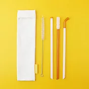 好玻GOODGLAS｜雙色玻璃吸管三入組 白