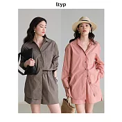 ltyp旅途原品 Chic感時尚套裝 Oversize襯衫+短褲 M L-XL L-XL 暗沙粉