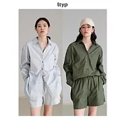 ltyp旅途原品 Chic感時尚套裝 Oversize襯衫+短褲 M L-XL  L-XL 晨霧藍