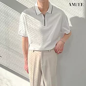 【AMIEE】時尚寬鬆舒適撞色翻領POLO衫(男裝/KDTY-A02) 2XL 白色