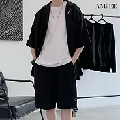 【AMIEE】型男經典流行休閒套裝(男裝/KDAY-810) L 黑色