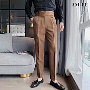 【AMIEE】型男必備設計感雅痞西裝褲(男裝/KDPY-G01) 28 咖啡