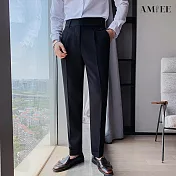 【AMIEE】型男必備設計感雅痞西裝褲(男裝/KDPY-G01) 30 黑色