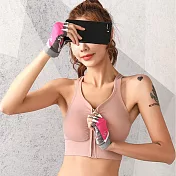 【KISSDIAMOND】高強度前拉鏈美型運動內衣(KDW-8133) M 粉色
