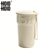 【HOLOHOLO】ICE CREAM 甜筒陶瓷咖啡保溫杯(390ml/7色) 香草奶油 (白)
