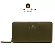 【CROSS】臺灣總經銷 限量1折 賈姬限定款 頂級小牛皮拉鍊長夾 全新專櫃展示品 (墨綠色)