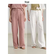 ltyp旅途原品 100%漢麻亞麻時髦率性休閒拖地直筒褲 M L XL L 暗粉色