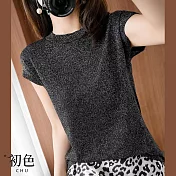 【初色】清爽閃亮輕薄短袖針織T恤上衣-共5色-67370(F可選) F 黑色