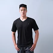 【遊遍天下】MIT台灣製男款透氣吸排抗UV吸排運動V領衫(GS2014) L 黑色