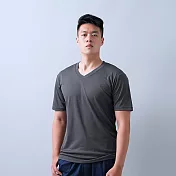 【遊遍天下】MIT台灣製男款透氣吸排抗UV吸排運動V領衫(GS2014) L 深灰