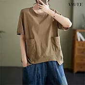 【AMIEE】率性不對稱造型口袋上衣(2色/M-3XL/KDTY-2177) 3XL 軍綠色