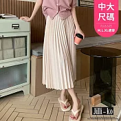 【Jilli~ko】溫柔風鬆緊腰百褶顯瘦氣質中長裙 J10710  FREE 杏色
