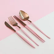 【韓國Ssueim】Mariebel 莫蘭迪不鏽鋼餐具4件組(筷匙刀叉) ‧ 玫瑰粉