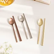 【韓國Ssueim】Pierre不鏽鋼餐具2件組(湯匙+筷子) ‧ 香檳金