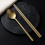 【韓國Ssueim】Pierre霧面 不鏽鋼餐具2件組(湯匙+筷子) ‧ 香檳金