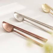 【韓國Ssueim】Pierre霧面 不鏽鋼餐具2件組(湯匙+筷子) ‧ 香檳金