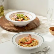 【韓國Ssueim】Retro簡約 陶瓷義大利麵餐盤23cm ‧ 草綠