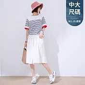 【慢。生活】鬆緊腰車標牌純色棉質闊腿短裙褲 2261 FREE 白色